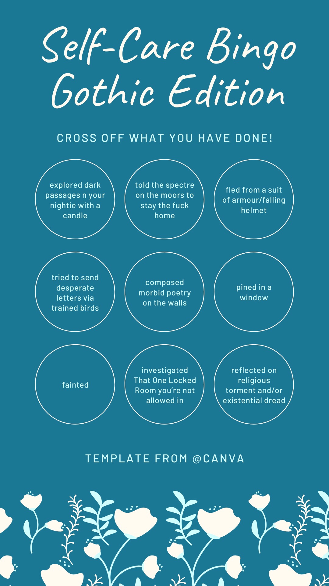 Self Care Bingo: Gothic Edition