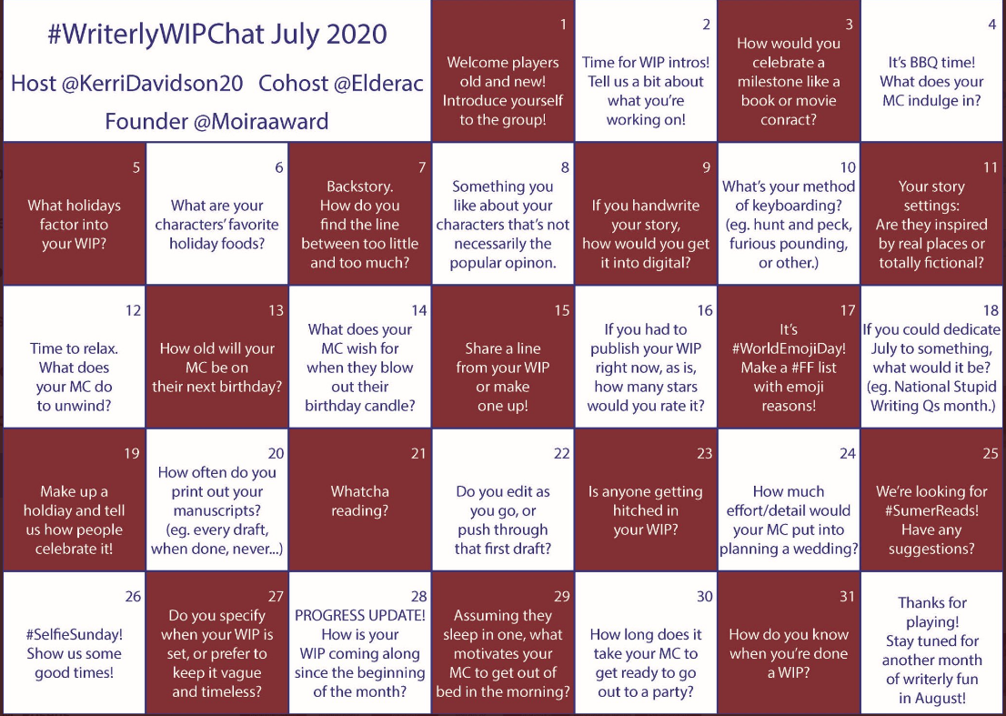 #WriterlyWiPChat: July Q&A Week 4 (and a bit!) Part 1